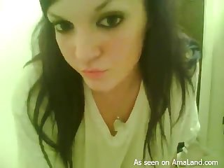 Kinky Brunette Plays With Her Huge Tits Just For You