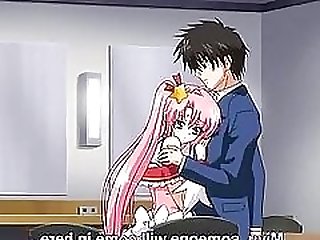 Busty pink-haired anime cutie feels shy while getting fucked