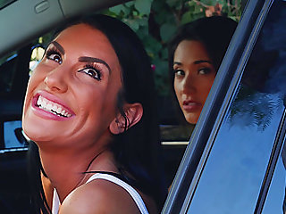 August Ames and Eva Lovia are horny brunettes enjoying a threesome